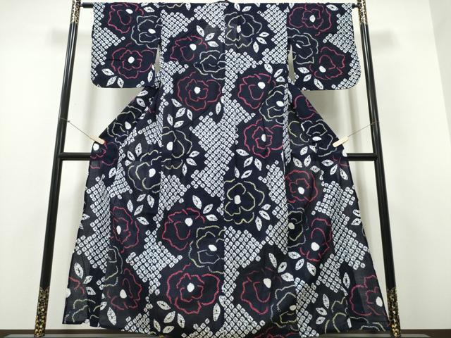 平和屋着物∴夏物 浴衣 有松鳴海絞り 舞花文 綿 逸品 CABH1287ng