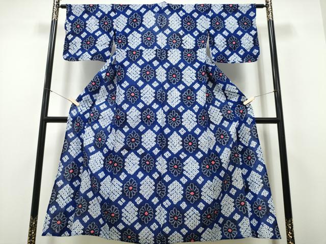 平和屋着物∴夏物 浴衣 有松鳴海絞り 天井菊文 綿 逸品 CABH1288ng