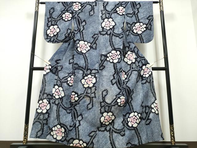 平和屋着物∴夏物 浴衣 有松鳴海絞り 枝薔薇 綿 逸品 CABH1295ng