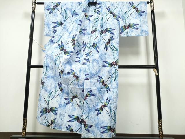 平和屋着物∴夏物 浴衣 注染 手縫い 蜻蛉 トンボ 綿 逸品 CABH1300ng