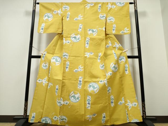 平和屋着物∴夏物 浴衣 注染 金魚 風鈴 綿 逸品 CABH1303ng