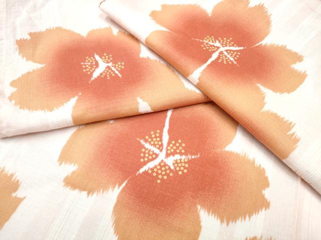 平和屋着物∴夏物 浴衣 綿紅梅 舞桜 綿 逸品 CABH1305ng