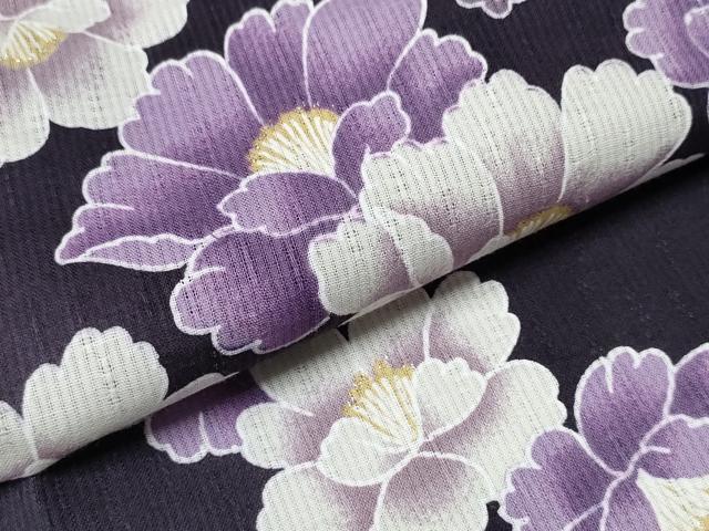 平和屋着物∴夏物 浴衣 牡丹 ラメ 金彩 綿 逸品 CABH1306ng