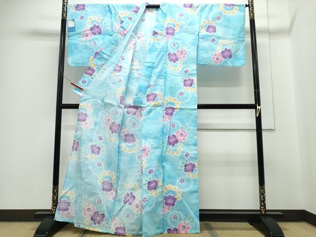 平和屋着物∴夏物 浴衣 綿紅梅 舞桜 綿 逸品 未使用 CABH1316ng