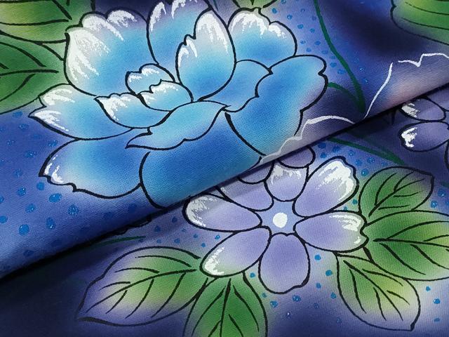 平和屋着物∴世界的ファッションデザイナー 山本寛斎 kansaiブランド 夏物 浴衣 枝花文 ラメ 綿 逸品 CABH1320ng