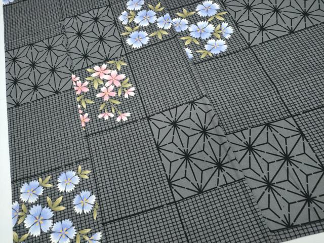 平和屋着物∴夏物 浴衣 市松麻の葉草花文 SOME NO OUMI謹製 日本製 綿 逸品 CABH1324ng