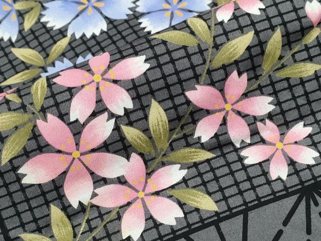 平和屋着物∴夏物 浴衣 市松麻の葉草花文 SOME NO OUMI謹製 日本製 綿 逸品 CABH1324ng