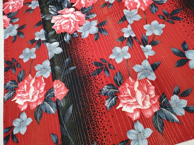 平和屋着物∴夏物 浴衣 手縫い 薔薇 間道 ラメ糸 綿 逸品 CABH1333ng