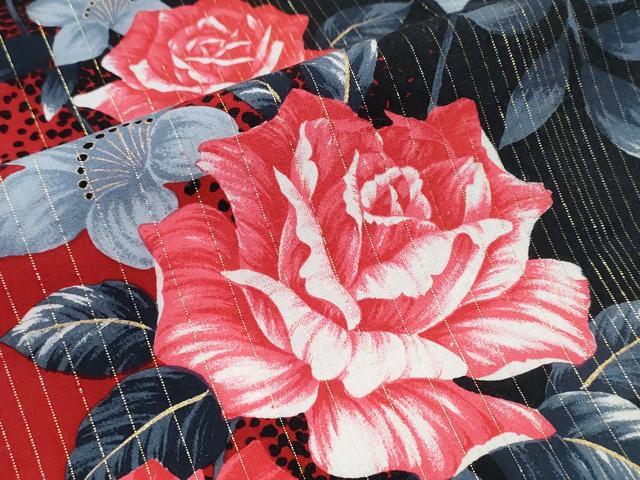 平和屋着物∴夏物 浴衣 手縫い 薔薇 間道 ラメ糸 綿 逸品 CABH1333ng
