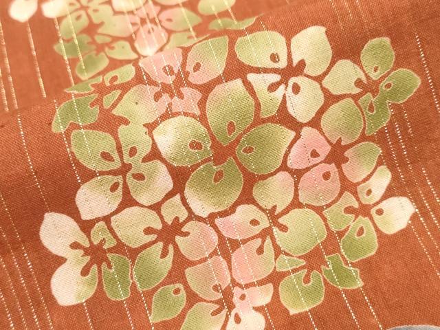 平和屋着物∴夏物 浴衣 手縫い 紫陽花 ラメ糸 綿 逸品 CABH1334ng