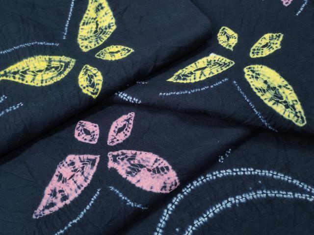 平和屋着物∴夏物 浴衣 有松鳴海絞り 芝草舞蝶文 濃紺色 綿 逸品 未使用 CABH1338ng