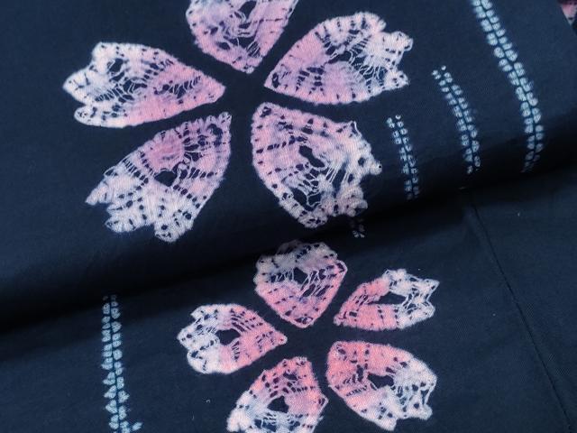 平和屋着物∴夏物 浴衣 有松鳴海絞り 舞桜 濃藍色 綿 逸品 未使用 CABH1346ng