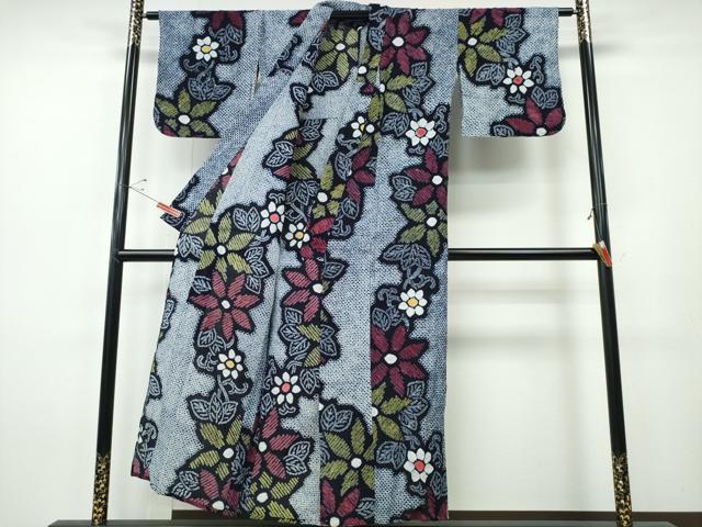 平和屋着物∴夏物 浴衣 有松鳴海絞り 枝花文 綿 逸品 CABH1366ng