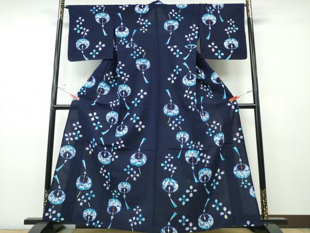 平和屋着物∴夏物 浴衣 注染 風鈴 舞花文 綿 逸品 CABH1373ng