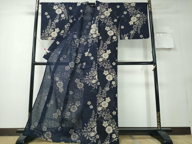 平和屋着物∴夏物 浴衣 綿麻紅梅 舞桜 藤花房 綿麻 逸品 CABH1379ng