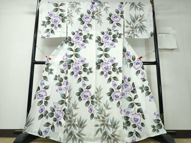 平和屋着物∴夏物 浴衣 綿紅梅 撫子 笹竹文 綿 逸品 CABH1380ng