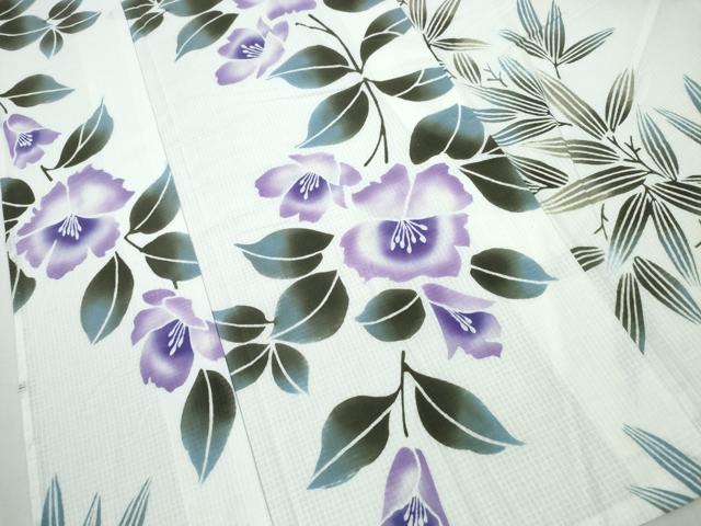 平和屋着物∴夏物 浴衣 綿紅梅 撫子 笹竹文 綿 逸品 CABH1380ng