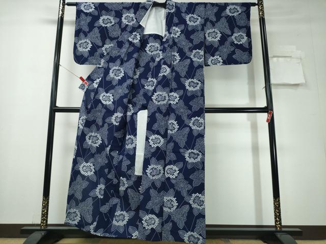 平和屋着物∴夏物 浴衣 藍 注染 手染め 紫陽花 日本製 綿 逸品 CABH1387ng