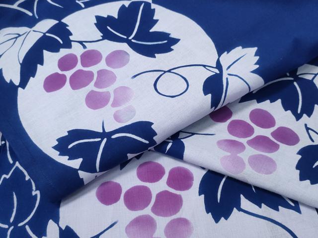 平和屋着物∴夏物 浴衣 満月 葡萄蔦の葉文 綿 逸品 未使用 CABH1389ng