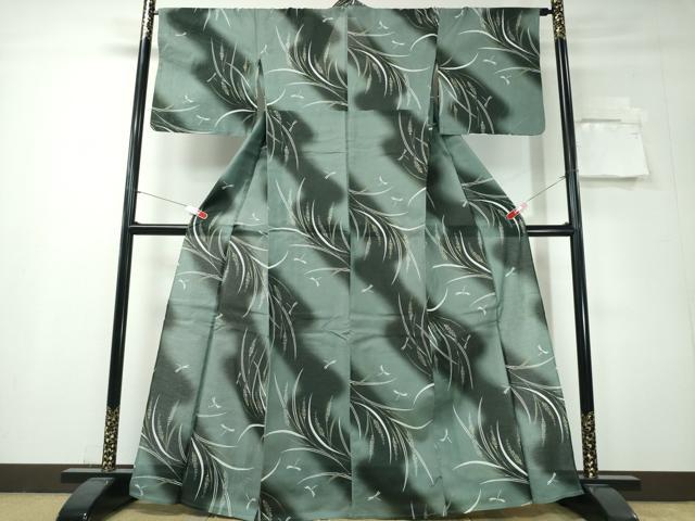 平和屋着物∴夏物 浴衣 綿絽 麦の穂 蜻蛉 綿 逸品 未使用 CABH1390ng