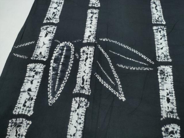 平和屋着物∴夏物 浴衣 訪問着 有松鳴海絞り 笹竹文 黒地 綿 逸品 CABH1395ng