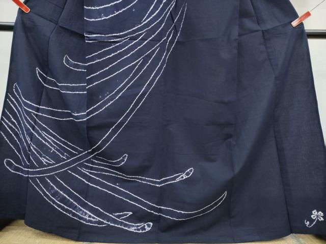 平和屋着物∴夏物 浴衣 訪問着 有松鳴海絞り 乱菊 濃藍色 綿 逸品 CABH1405ng