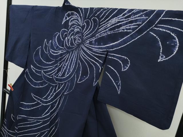 平和屋着物∴夏物 浴衣 訪問着 有松鳴海絞り 乱菊 濃藍色 綿 逸品 CABH1405ng