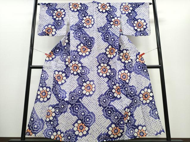 平和屋着物∴夏物 浴衣 有松鳴海絞り 舞花文 綿 逸品 CABH1419ng