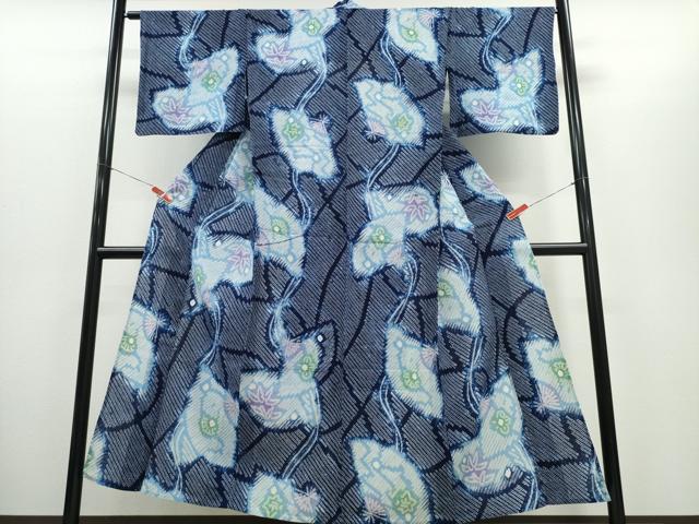 平和屋着物∴夏物 浴衣 有松鳴海絞り 檜扇花文 綿 逸品 CABH1420ng