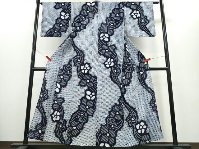 平和屋着物∴夏物 浴衣 有松鳴海絞り 流水花文 綿 逸品 CABH1423ng