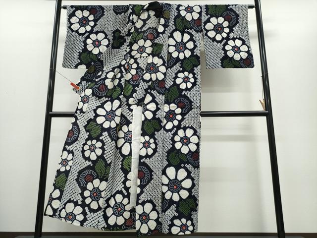平和屋着物∴夏物 浴衣 有松鳴海絞り 舞菊文 綿 逸品 CABH1425ng