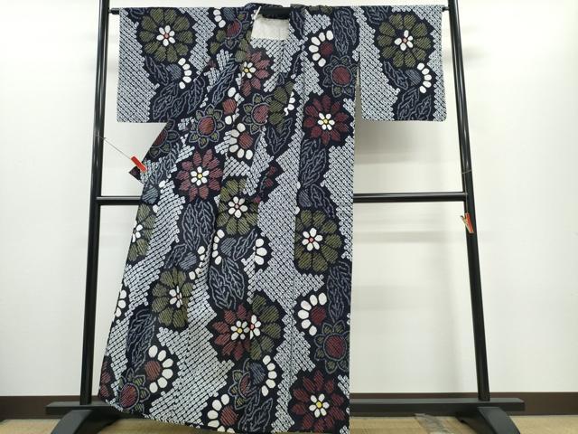 平和屋着物∴夏物 浴衣 有松鳴海絞り 舞花文 綿 逸品 CABH1426ng