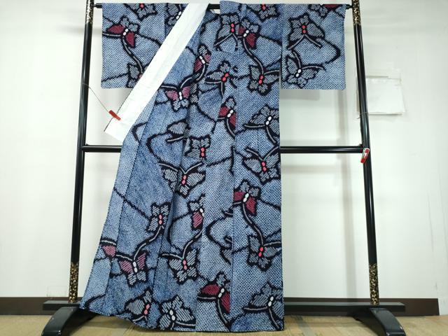 平和屋着物∴夏物 浴衣 有松鳴海絞り 舞蝶文 綿 逸品 CABH1468ng