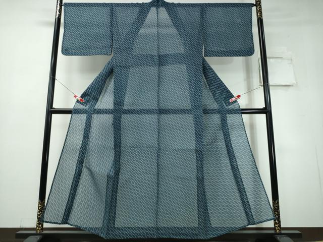 平和屋着物∴夏物 絹紅梅 浴衣・小紋兼用 斜線文 反端付き 正絹 逸品 CABH1473ng