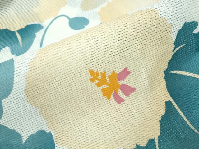 平和屋着物∴夏物 浴衣・小紋兼用 綿絽 草花文 綿 逸品 未使用 CABH1475ng
