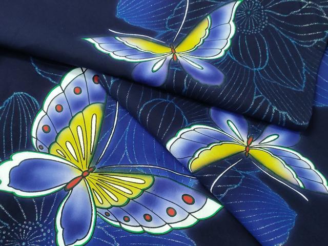 平和屋着物∴夏物 浴衣 注染 舞蝶文 ラメ 綿 逸品 CABH1476ng