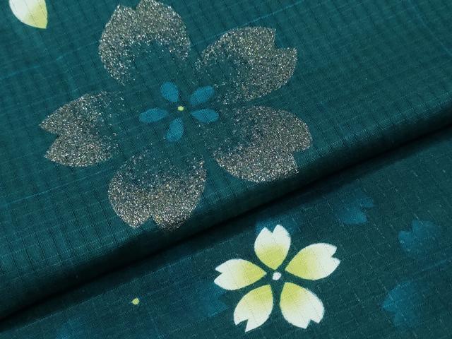 平和屋着物∴夏物 浴衣 舞桜 ラメ 綿 逸品 CABH1486ng
