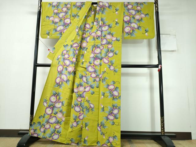 平和屋着物∴夏物 浴衣 注染 手縫い 朝顔 日本製 綿 逸品 CABH1488ng