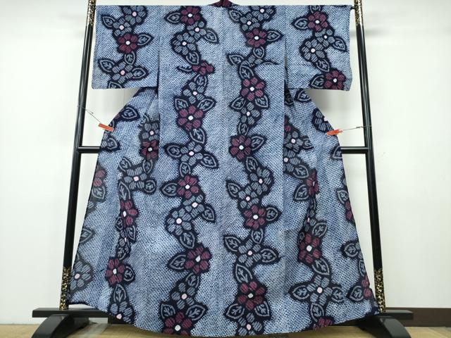 平和屋着物∴夏物 浴衣 有松鳴海絞り 舞花文 綿 逸品 CABH1492ng