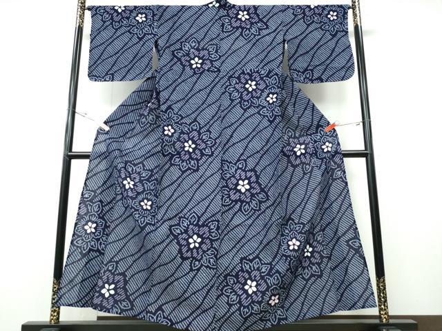 平和屋着物∴夏物 浴衣 有松鳴海絞り 立涌舞花文 綿 逸品 CABH1496ng