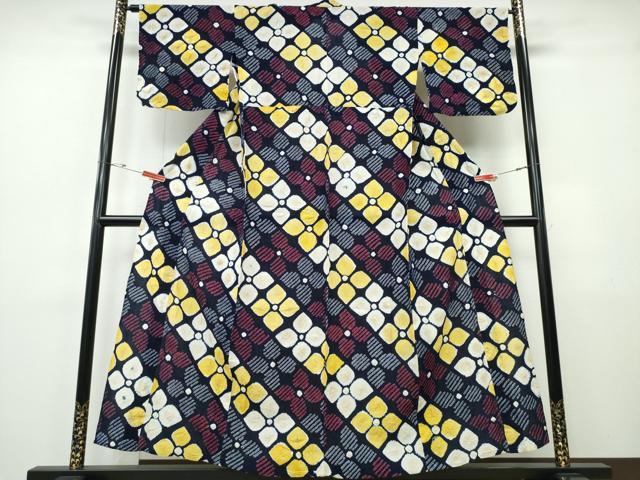 平和屋着物∴夏物 浴衣 有松鳴海絞り 斜線花文 綿 逸品 CABH1497ng