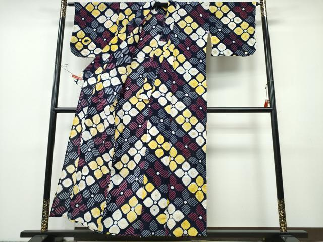 平和屋着物∴夏物 浴衣 有松鳴海絞り 斜線花文 綿 逸品 CABH1497ng