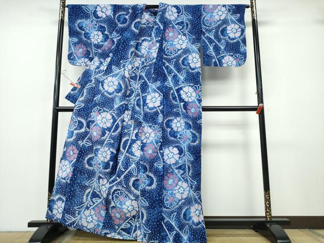 平和屋着物∴夏物 浴衣 有松鳴海絞り 草花文 綿 逸品 CABH1506ng