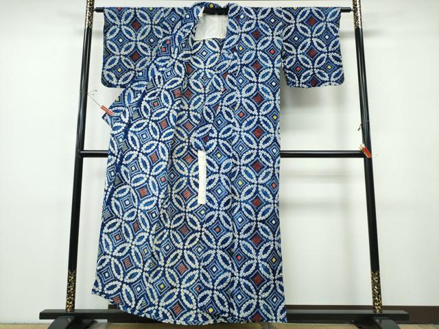 平和屋着物∴夏物 浴衣 有松鳴海絞り 七宝文 綿 逸品 CABH1507ng