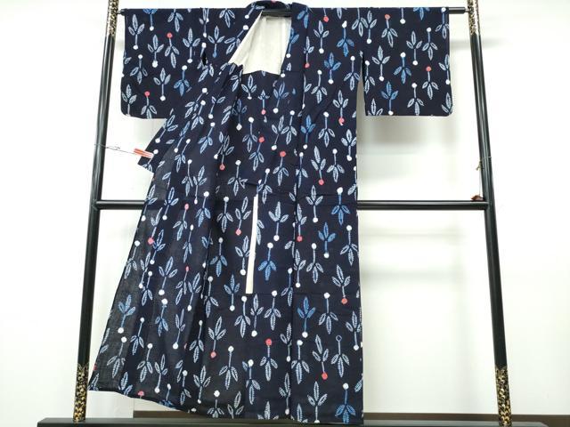 平和屋着物∴夏物 浴衣 有松鳴海絞り 舞葉文 綿 逸品 CABH1508ng