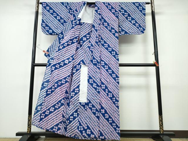 平和屋着物∴夏物 浴衣 有松鳴海絞り 蜘蛛絞り 斜線花文 綿 逸品 CABH1511ng