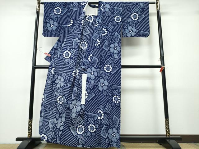 平和屋着物∴夏物 浴衣 有松鳴海絞り 吉祥花文 綿 逸品 CABH1514ng