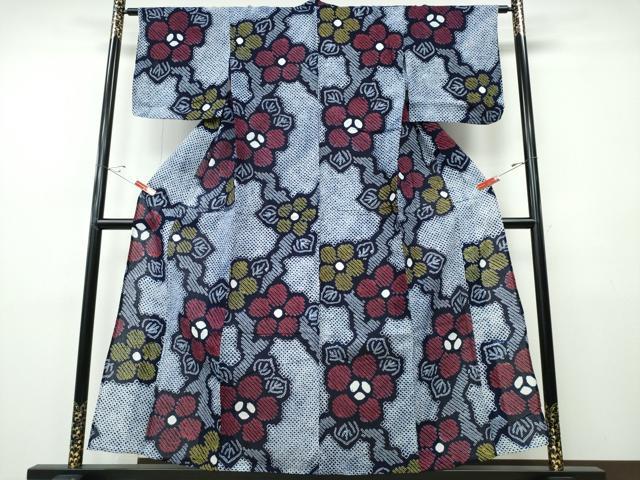 平和屋着物∴夏物 浴衣 有松鳴海絞り 枝花文 綿 逸品 CABH1515ng
