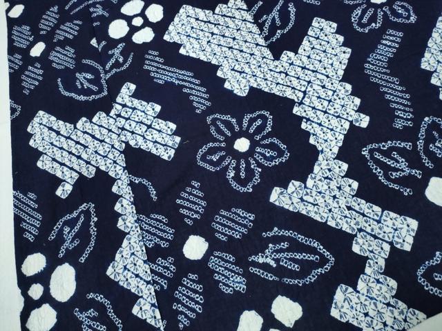 平和屋着物∴夏物 浴衣 有松鳴海絞り 枝花文 綿 逸品 CABH1530ng