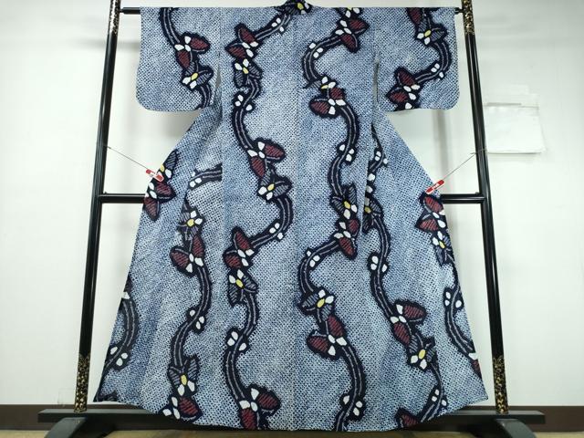 平和屋着物∴夏物 浴衣 有松鳴海絞り 流水舞蝶文 綿 逸品 CABH1531ng